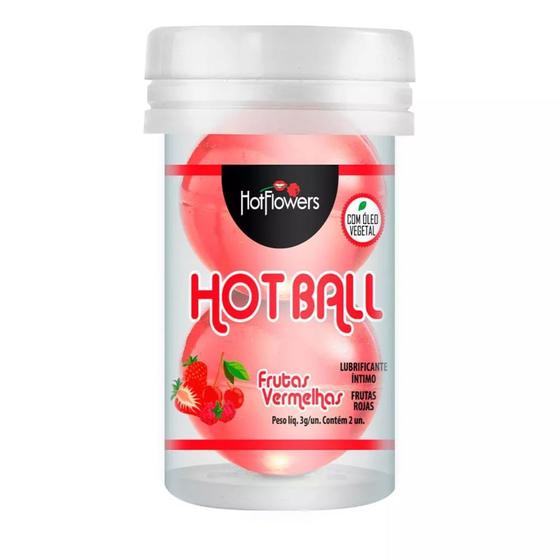 Imagem de Bolinhas de Gel Beijavel Lubrificante Saborizada Dissolve Hot Ball Frutas Vermelhas