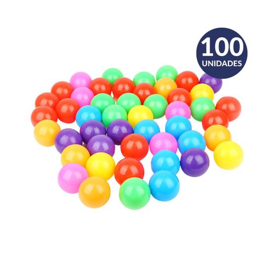 Imagem de Bolinhas De Piscina Coloridas 100 Unidades Plástico Resistente Não Amassa