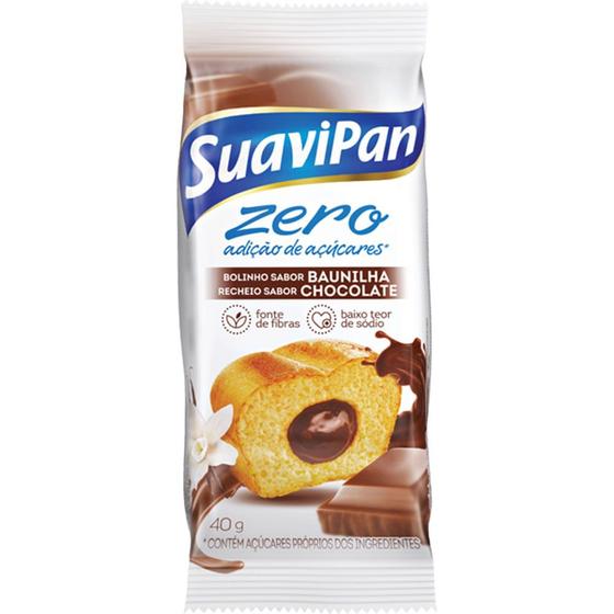 Imagem de Bolinho de Baunilha com Recheio de Chocolate Zero Açúcar Suavipan 40g
