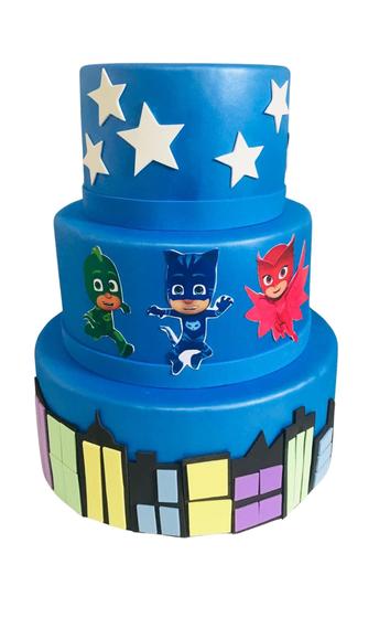 Imagem de Bolo fake pj masks - 3 andares