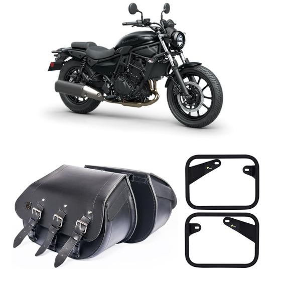Imagem de Bolsa Alforge Lateral Custom 32 Litros + Afastador Kawasaki Eliminator 500 Par