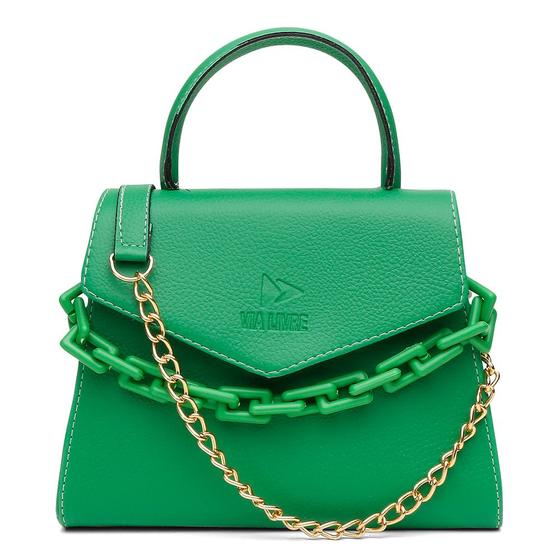 Imagem de Bolsa Bau Amanda Block com Corrente e Alça Transversal Fecho Botão