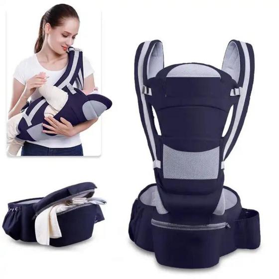 Imagem de Bolsa Canguru Ergonômica Bebe Neném Infantil Com Cinto Bolsos Reforçada