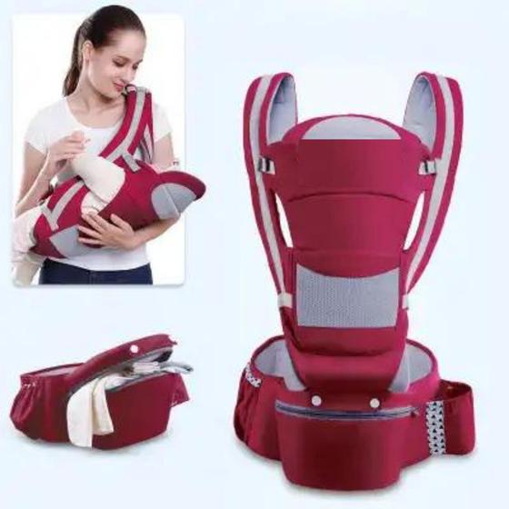 Imagem de Bolsa Canguru Ergonômica Bebe Neném Infantil Com Cinto Bolsos Reforçada