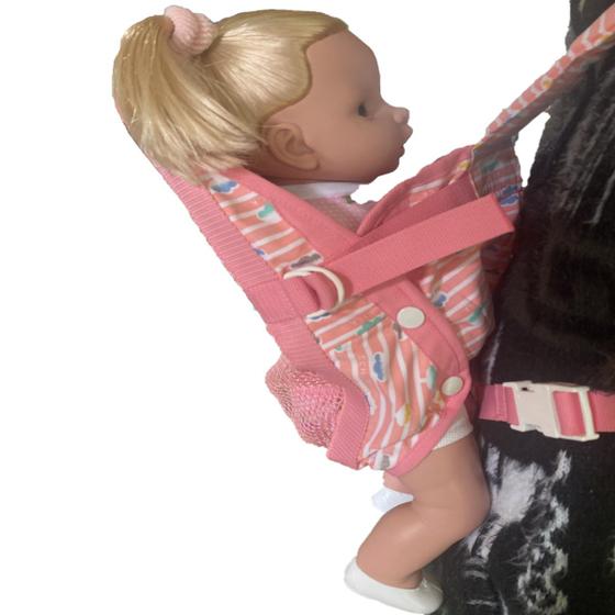 Imagem de Bolsa Canguru Para Boneca Bebê Reborn Acessório Menina Rosa