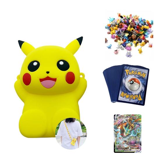 Imagem de Bolsa Carteira Pokemon Pikachu Bonecos Cartas Para Presente