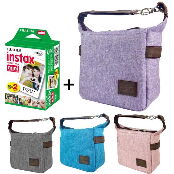 Imagem de Bolsa Case para Câmera Instax Mini 9 e Mini 11 + 20 Fotos Lilás