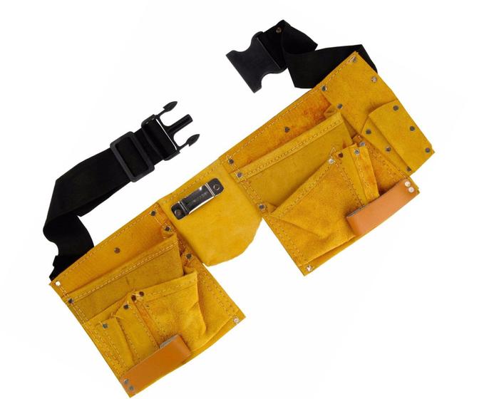 Imagem de Bolsa Cinto Kit Ferramentas Eletricista Couro 11 Bolsos