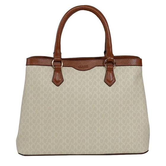 Imagem de Bolsa Classe Couro Tote Canvas Creme