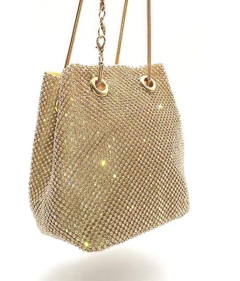Bolsa Clutch Pequena Dourada Strass Festa Menor preço em Bolsa Clutch Pequena Dourada Strass Festa