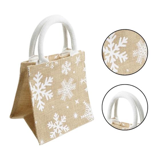 Imagem de Bolsa com Alça Natalina Floco de Neve Cru - 30cm