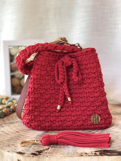 Imagem de Bolsa Crochê em Fio de Malha Modelo Antonella Ponto Trama cor Carmim