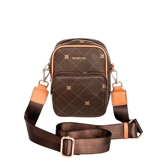 Imagem de Bolsa Cross Bag Pequena Sestini Monograma - Marrom