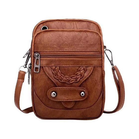 Imagem de Bolsa Crossbody Feminina de Couro Macio - Estilo Europeu e Americano