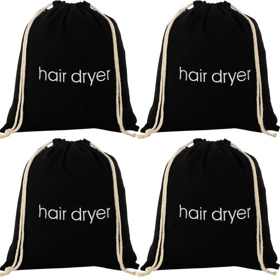Imagem de Bolsa de Armazenamento para Secador de Cabelo Dorzu - Algodão com Cordão - Pacote com 4