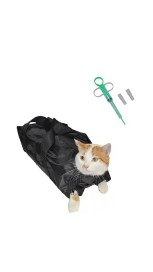 Imagem de Bolsa De Contenção Gato M + Aplicador De Comprimido Silicone Verde