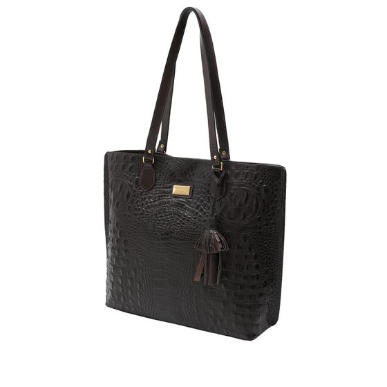 Imagem de Bolsa De Couro Legítimo Feminina Mariart Croco 5200 Preta