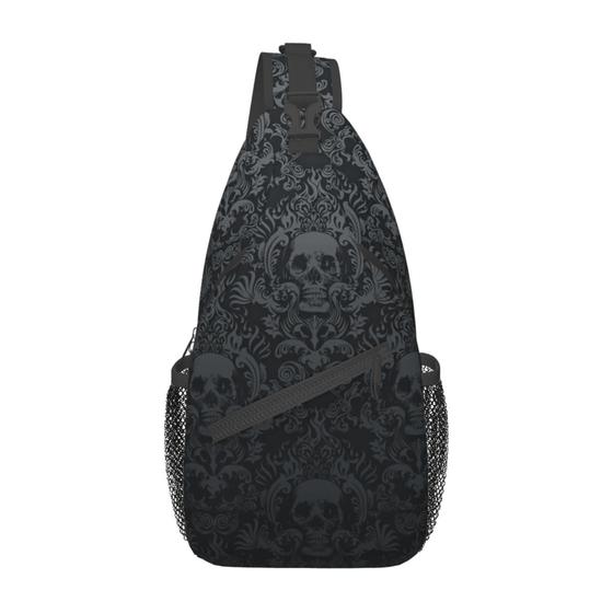 Imagem de Bolsa de estilingue MEDTOGS Skull Gothic Black Impermeável Unissex