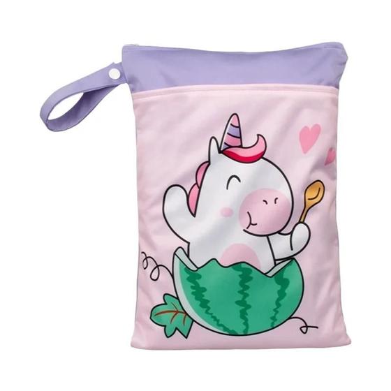 Imagem de Bolsa de Fraldas à Prova d'Água 25x35cm - Reutilizável com Dois Zíperes Wet/Dry