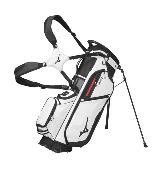 Imagem de Bolsa de golfe Mizuno BR-D4, manguito superior de 6 vias, branca-preta