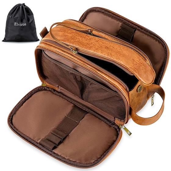 Imagem de Bolsa de higiene Elviros Large Travel Shaving Dopp Kit Masculina