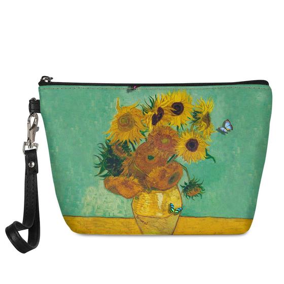 Imagem de Bolsa de Higiene Howilath PU - Estampa Girassol Van Gogh - Impermeável