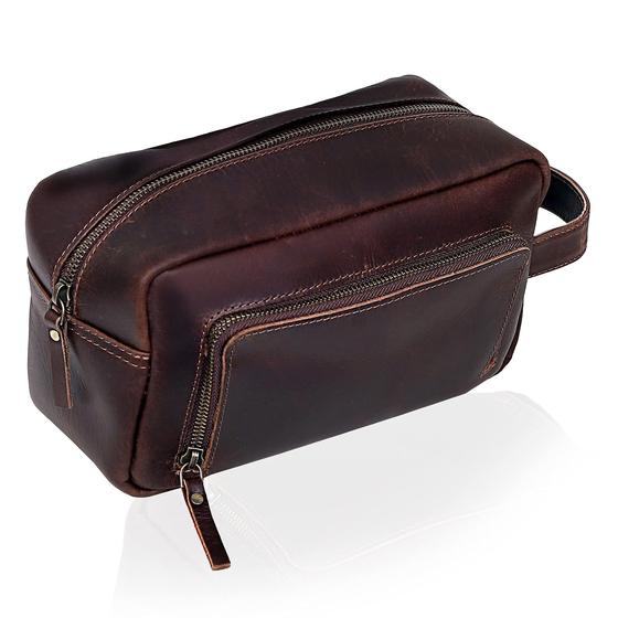 Imagem de Bolsa de higiene pessoal C CUERO Leather Travel Dopp Kit para homens