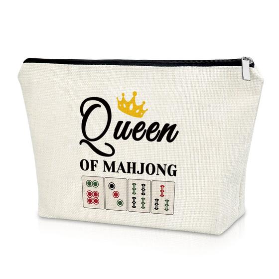 Imagem de Bolsa de Maquiagem Sazuwu Mahjong Queen - Presente para Amantes de Mahjong