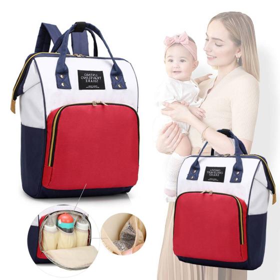 Imagem de Bolsa De Maternidade Mochila Térmica Porta Mamadeira Mamãe Gestante Bebê Menino Menina Espaço Frauda