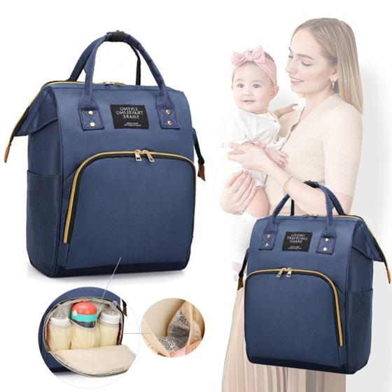 Imagem de Bolsa De Maternidade Mochila Térmica Porta Mamadeira Mamãe Gestante Bebê Menino Menina Espaço Frauda