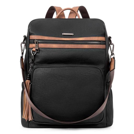 Imagem de Bolsa de mochila CLUCI Fashion Leather Travel para mulheres, preta