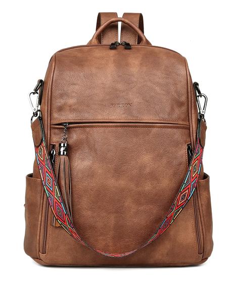 Imagem de Bolsa de mochila FADEON Leather para mulheres de viagem marrom