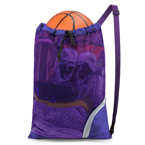 Imagem de Bolsa de natação BeeGreen Drawstring Sports Mesh Mochila roxa