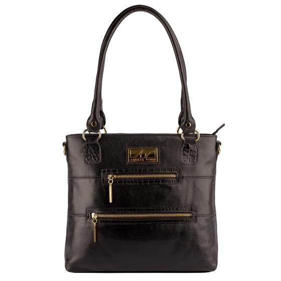 Bolsa de ombro em couro Alícia preta Andrea Vinci Bolsas