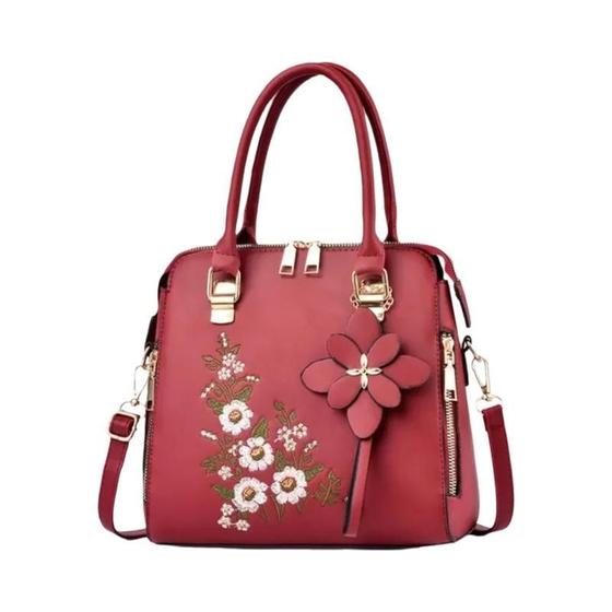 Imagem de Bolsa de Ombro Feminina Floral - Bolsa Casual com Zíper para Trabalho