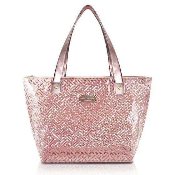 Bolsa De Ombro Transparente Diamantes Jacki Design Rosa