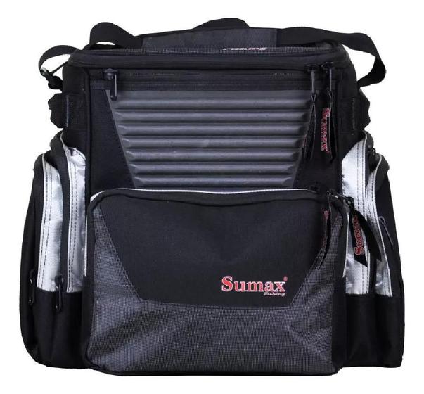Imagem de Bolsa de pesca mochila apetrechos sumax sm-1202 - com 3 estojos e capa de chuva