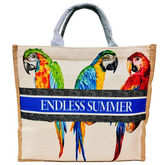 Imagem de Bolsa De Praia Estampada Arara Feminina Sacola Luxo Colorida