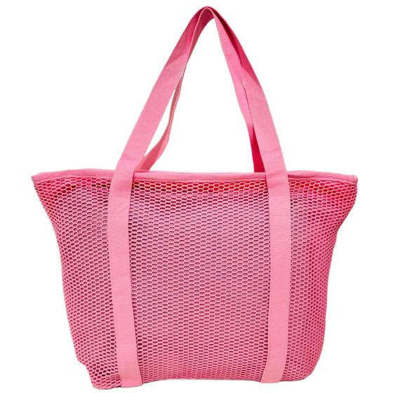 Imagem de Bolsa de Praia Feminina Tote Bag Tela Mesh Emborrachada Piscina Várias Cores