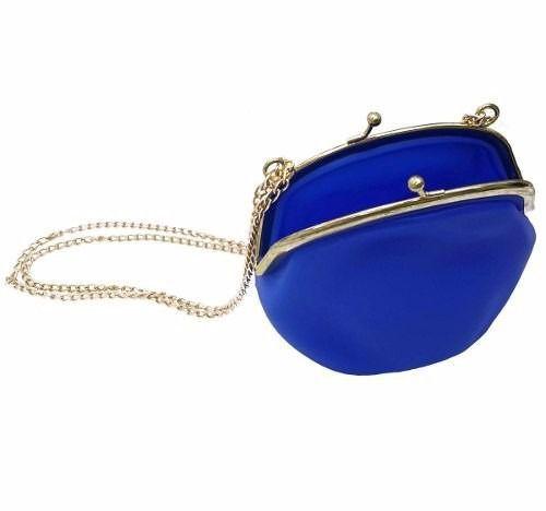 Imagem de Bolsa De Silicone Com Corrente Tiracolo Dourada Retro Kit 20 Und Azul (BL-2662-6)