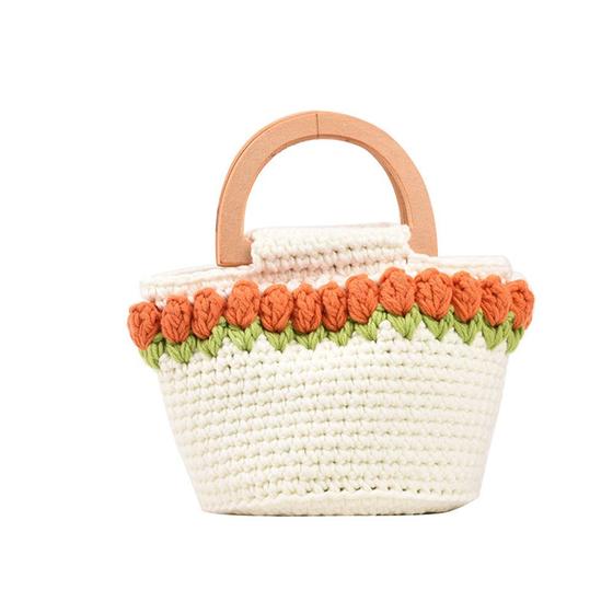 Imagem de Bolsa de tecido colorida, mochila de tulipa tricolor,