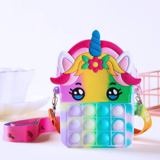 Imagem de Bolsa de Unicórnio POP IT com Alça Bolsa Unicórnio Infantil