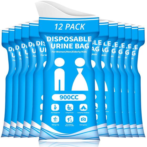 Imagem de Bolsa de Urina Descartável HOKINETY 900mL (12 Unidades) - Ideal para Viagens