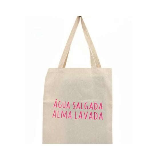 Imagem de Bolsa Ecobag 100% algodão ÁGUA SALGADA (escrita rosa)