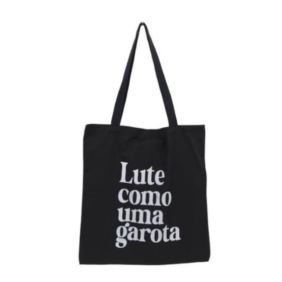 Imagem de Bolsa Ecobag  100% algodão Black Estampa LUTE COMO GAROTA