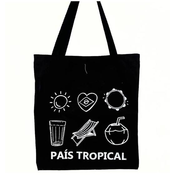 Imagem de Bolsa Ecobag  100% algodão Black Estampa PAÍS TROPICAL