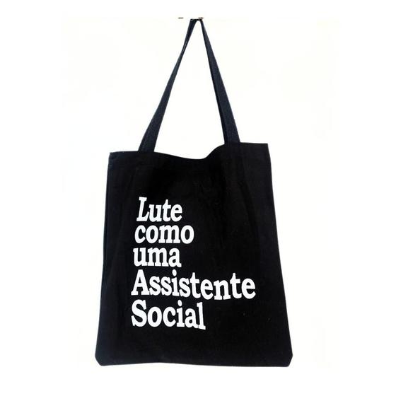 Imagem de Bolsa Ecobag 100% algodão Black LUTE COMO ASSISTENTE SOCIAL