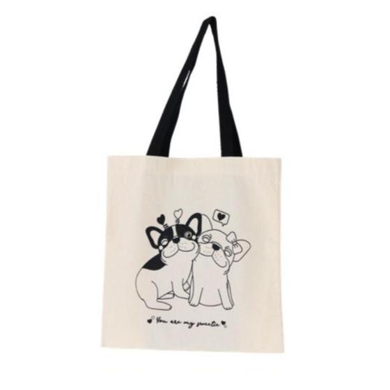 Imagem de Bolsa Ecobag  100% algodão Estampa DOG LOVE (Alça preta)