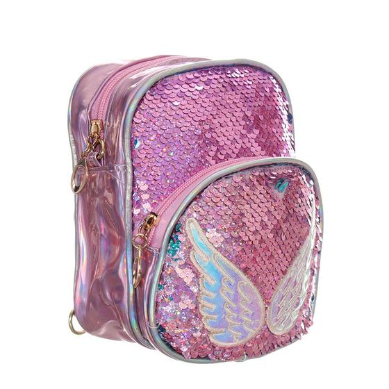 Imagem de Bolsa Encantada Com Brilho Infantil Menina que Vira Mochila de Criança Rosa Brilhante