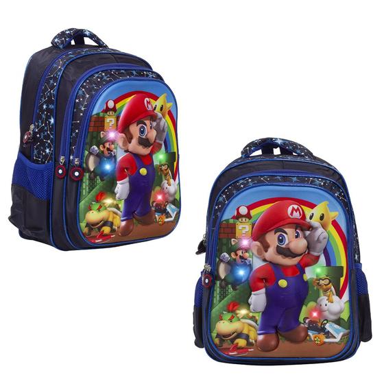 Imagem de Bolsa Escolar Infantil Super Mario Led Pisca Pisca Toys 2U